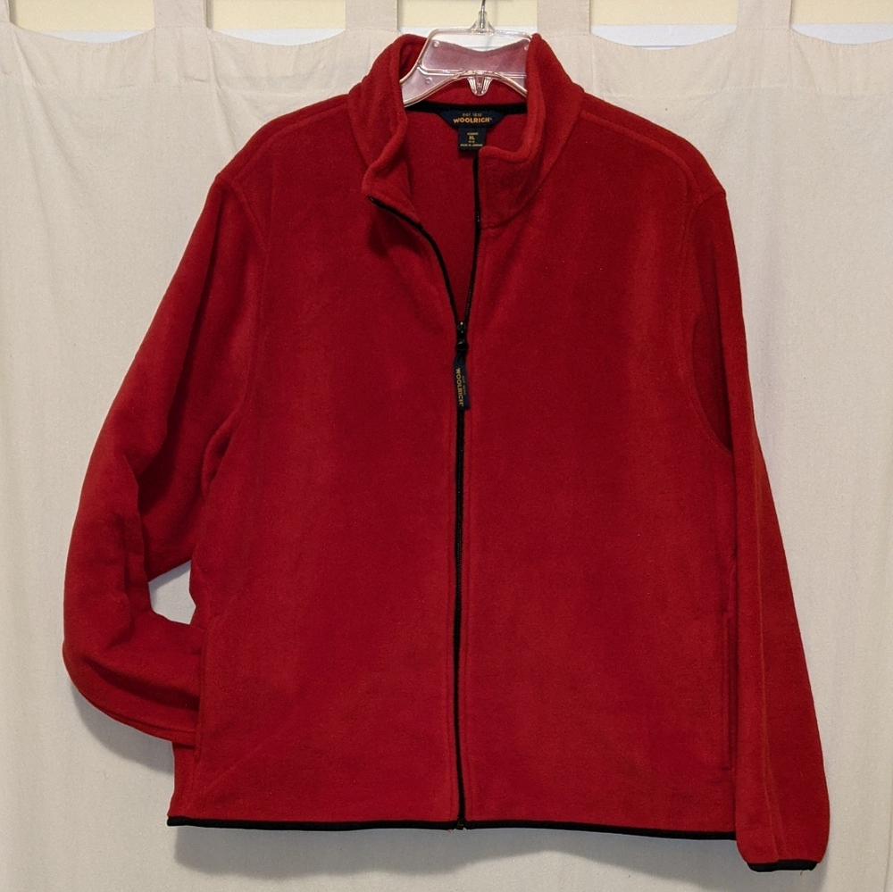 Woolrich Red Fleece Zip Front Jacket with Pockets XL